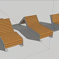 Outdoor Landscape Seats With Wooden Metal Structure For Adults And Children On Paved Ground