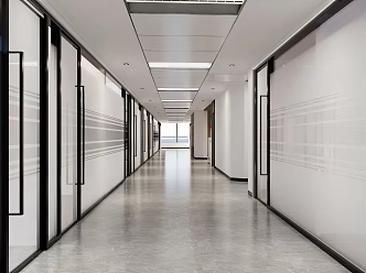 Modern Aisle Office Corridor 3d model