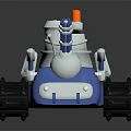 Electric Toy Robot Blue White with Tracks Orange Top Red Wheels for Kids Play