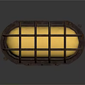 Two Vintage Yellow Globe Lamps With Dark Metal Frame Design