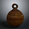 Ancient Bronze Bell With Ring Handle And Intricate Carved Decorative Patterns