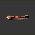 Assorted Sushi Platter With Salmon Shrimp And Green Leaf Decorations On White Plate