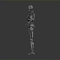 3D Model Metallic Silver White Robot With Mechanical Joints Standing Pose Open Arms 3d model
