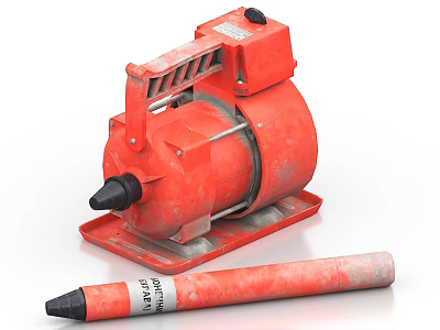 Red Industrial Pump Equipment With Orange Sealant Tube For Heavy Duty Applications 3d model