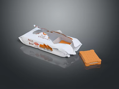 Peanut Butter Cookies In Open Packaging With Fresh Baked Delicious Pieces 3d model