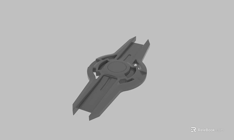 Gray Mechanical Component 3D Model With Symmetrical Design Circular Center And Blade Like Extensions 3d model 