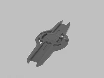 Gray Mechanical Component 3D Model With Symmetrical Design Circular Center And Blade Like Extensions 3d model