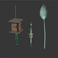 Decorative Ornaments Collection Featuring Wooden Lantern Hanging Ornament And Bud Shaped Pole