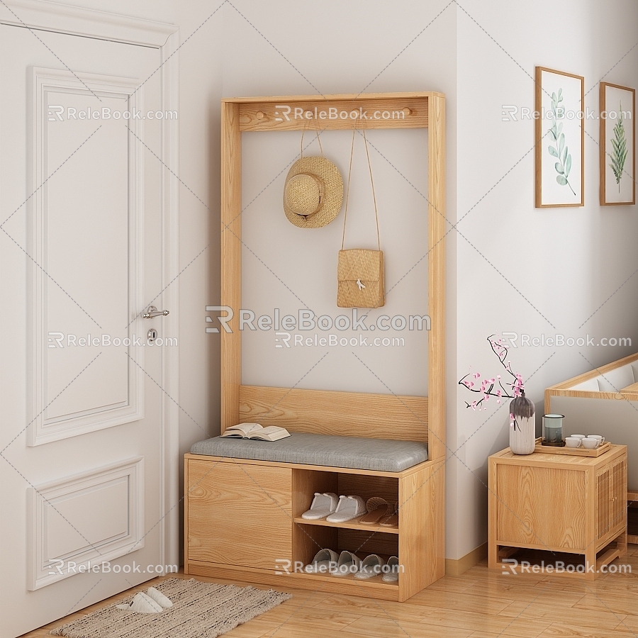 Japanese-style shoe cabinet door 3d model