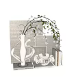 Decorative Ornaments Set With White Vase Flowers Branches Frames And Books For Home Decor