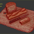 Fresh Baked Bread And Baguette On Wooden Cutting Board With Butter Slice And Knife