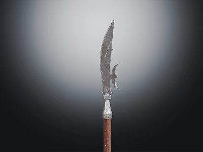 Ancient Spear Weapon With Sharp Metal Blade And Wooden Handle Design 3d model