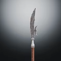 Ancient Spear Weapon With Sharp Metal Blade And Wooden Handle Design 3d model
