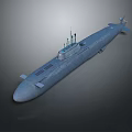 Detailed Gray Military Submarine Model With Tower Antennas And Hull Design