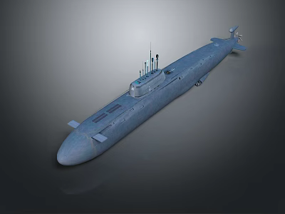 Detailed Gray Military Submarine Model With Tower Antennas And Hull Design 3d model