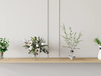 Modern Vase Flower Vase Green Plant Potted Plant 3d model