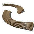 Modern Wooden Curved Landscape Bench With Slatted Design For Outdoor Areas