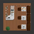 Cozy Cafe Interior Design With Brick Wall Wooden Floor Tables Chairs And Hanging Lights