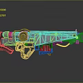 Futuristic Sci Fi Weapon With Mechanical Metal Design Red Accents And Glowing Green Component