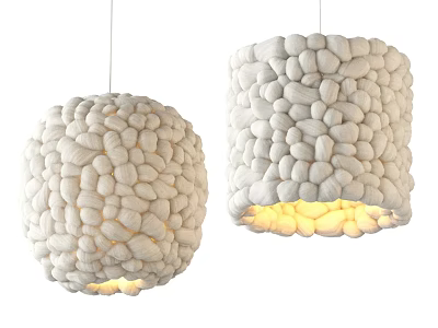 Handwoven Wool Pendant Lights Modern Round And Cylindrical Design With Warm Glowing Light 3d model