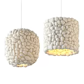 Handwoven Wool Pendant Lights Modern Round And Cylindrical Design With Warm Glowing Light