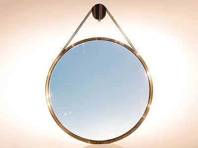 Modern Decorative Ornament Set With Round Mirror And Golden Hanging Frame 3d model
