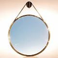 Modern Decorative Ornament Set With Round Mirror And Golden Hanging Frame