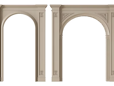 Beige Arch Door Frames With Intricate Carvings And Decorative Details 3d model