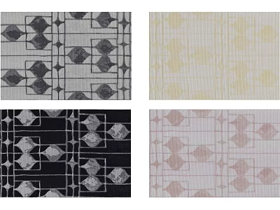 Square Rugs With Various Geometric Patterns In Black White Beige Pink Color Tones 3d model