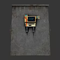 Vintage Computer Terminal Mounted On Rusty Concrete Wall With Beige Orange Green Panel And Screen 3d model