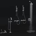 Modern Shower System Featuring Handheld Rainfall Heads And Faucet Hose Components 3d model