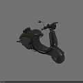 Dark Colored Vintage Style Scooter With Comfortable Seat And Rearview Mirrors