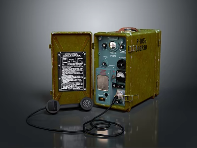 Vintage Ranger Electronic Device With Green Case Control Panel Knobs And Cables 3d model