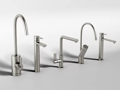 Modern Stainless Steel Faucets With Different Design Styles For Kitchen And Bathroom 3d model