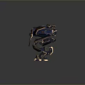 Sci Fi Biomechanical Character With Mechanical Legs And Orange Glow Base