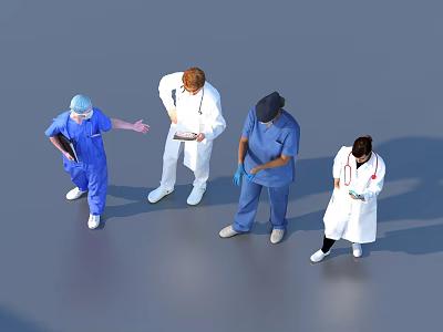 Healthcare Professionals In Clinical Attire Collaborating In Medical Setting 3d model