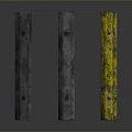 Worn Concrete Road Barriers Featuring Gray And Yellow Surfaces 3d model