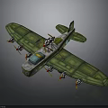 Green Aerospace Vehicle Model With Propellers Checkerboard Pattern And Blue Cockpit