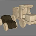 Wooden Toy Truck And Small Car With Natural Wood Finish For Kids Playtime