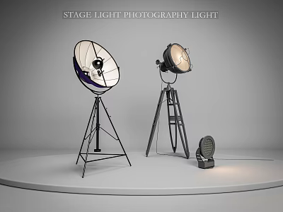 Stage Photography Lighting Set With Tripod Mounted Spotlights And Small Lamp 3d model