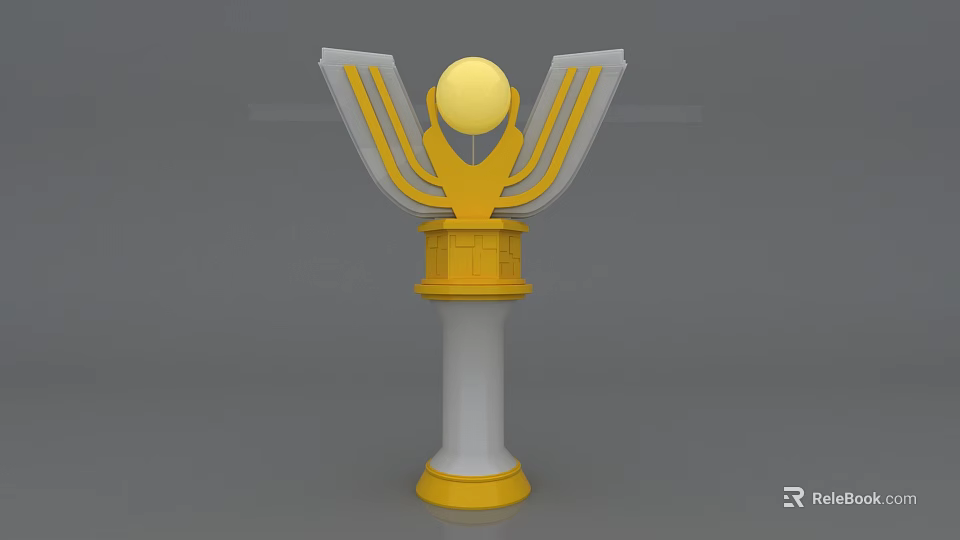 3D Weapon Model With Yellow White Color Top Sphere Symmetrical Side Structures White Pillar Base 3d model 