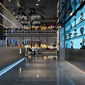 Modern Fitness Gym Interior With Workout Equipment And City View Windows