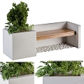 outdoor bench with flower box 3d model