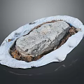 Rustic Wood And Stone Decorative Piece With Natural Soil And Shavings Elements