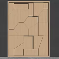 Geometric Wooden Bed Accent Wall With Integrated Lighting 3d model