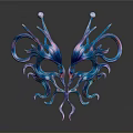Artistic Ornate Blue Purple Symmetric Mask Home Living Decoration Accessory