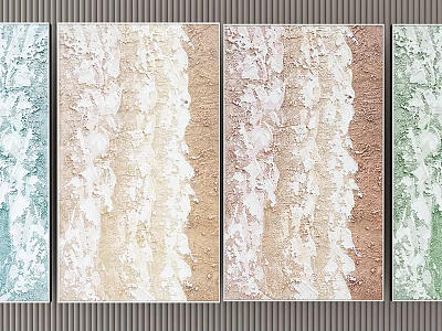 Colorful Textured Abstract Canvas Paintings For Wall Decor And Home Art 3d model
