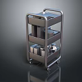 Stainless Steel Three Tier Rolling Cart With Metal Storage Containers And Wheels
