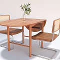 Wooden Oval Dining Table Set with Mesh Back Brown Seats Metal Leg Chairs Green Plant