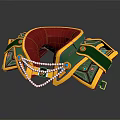 Green Yellow Red Decorative Weapon With Chain And Circular Ornaments